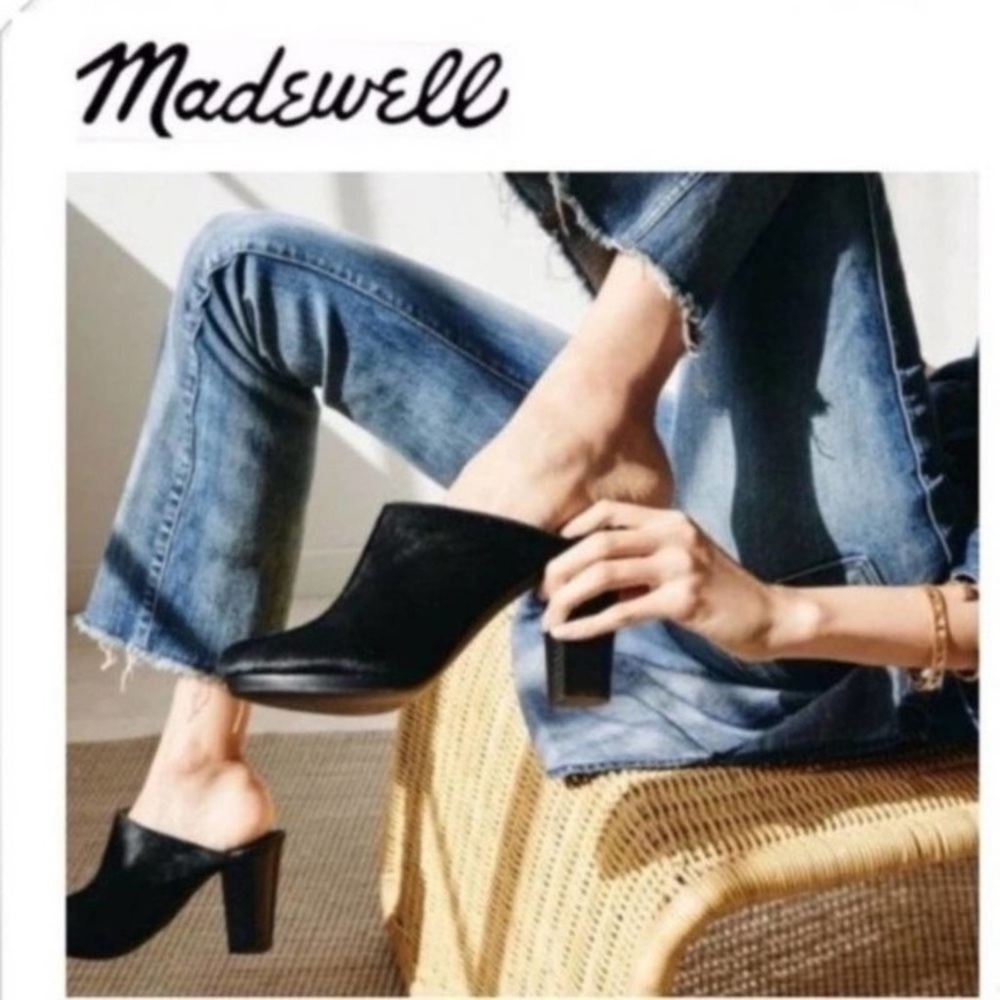 Madewell Black Calf Hair Mule Clogs size 8.5‎